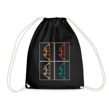 Vintage Retro Archery Archer Bow - Drawstring Bag - black - Front