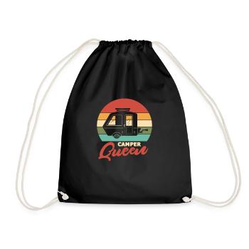 Camping Queen Camperin Königin Outdoor Geschenk - Turnbeutel - Schwarz - Vorne