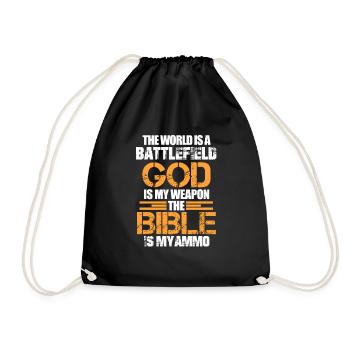 Gott Jesus Christus Christlich Religion Geschenk - Turnbeutel - Schwarz - Vorne