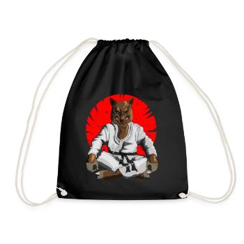 Böser Wolf in Karate Kampfoutfit für dein Training - Turnbeutel - Schwarz - Vorne