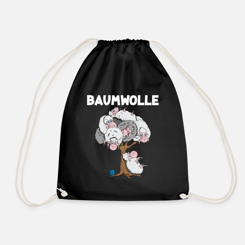 Lustiges Schaf Baumwolle Schafe auf Bäumen Design - Turnbeutel - Schwarz