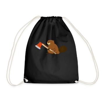 Forest Worker Bieber With Beil Gift Lumberjack - Drawstring Bag - black - Front