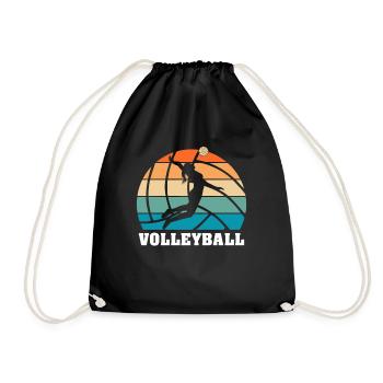 Retro Vintage Volleyball Sonnenuntergang für das - Turnbeutel - Schwarz - Vorne