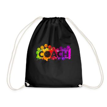 Volleyball Coach auf Regenbogen Farbklecks für - Turnbeutel - Schwarz - Vorne