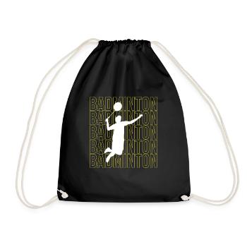 Federball Badminton Geschenk - Turnbeutel - Schwarz - Vorne