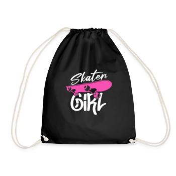 Skater Girl Skateboard Skate Skater Gift - Drawstring Bag - black - Front