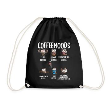 Cooffee Mood Eule Kaffee Trinker Cappuccino - Turnbeutel - Schwarz - Vorne