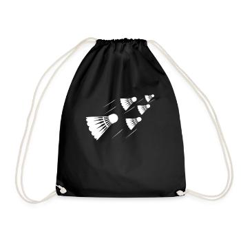 Federball Badminton Geschenk - Turnbeutel - Schwarz - Vorne