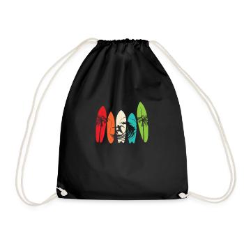 Surfen Surfer Meer Surfbrett Surfergirl Geschenk - Turnbeutel - Schwarz - Vorne