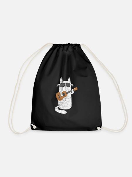 Ukulele Katze - Turnbeutel - Schwarz