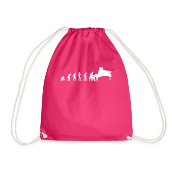 Evolution Geschenk Klavier Spieler Piano - Turnbeutel - Fuchsia - Vorne