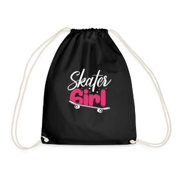 Skater Girl Skateboard Skate Skater Gift - Drawstring Bag - black - Front