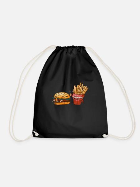 Burger Pommes - Turnbeutel - Schwarz