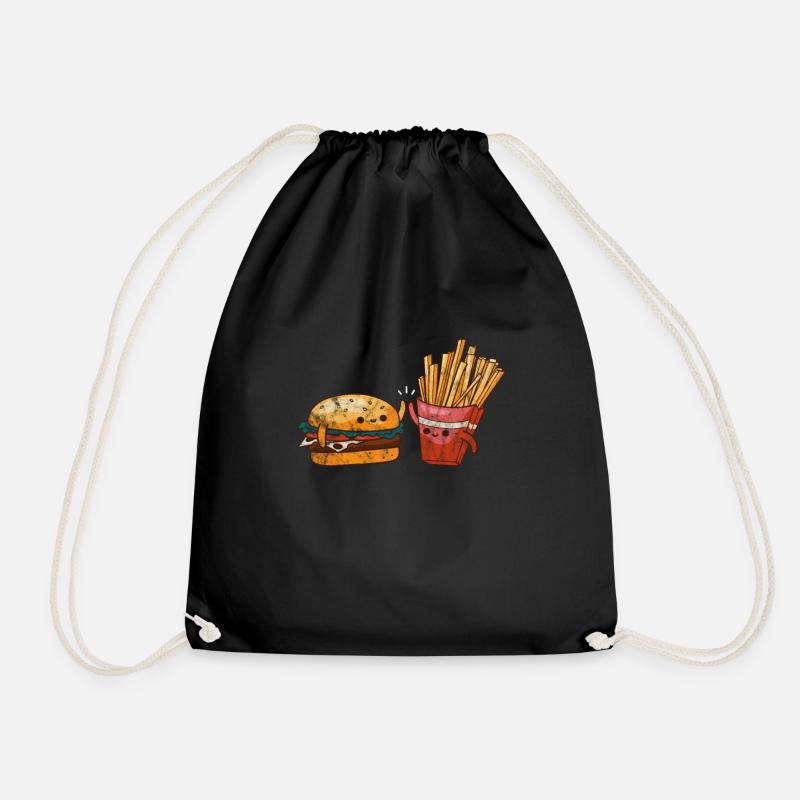 Burger Pommes - Turnbeutel - Schwarz