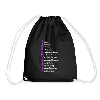 Fibromyalgie Fibro Fibromyalgia Rheuma Geschenk - Turnbeutel - Schwarz - Vorne
