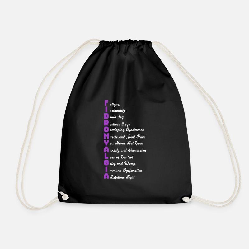 Fibromyalgia Fibro Fibromyalgia Rheumatism Gift - Drawstring Bag - black
