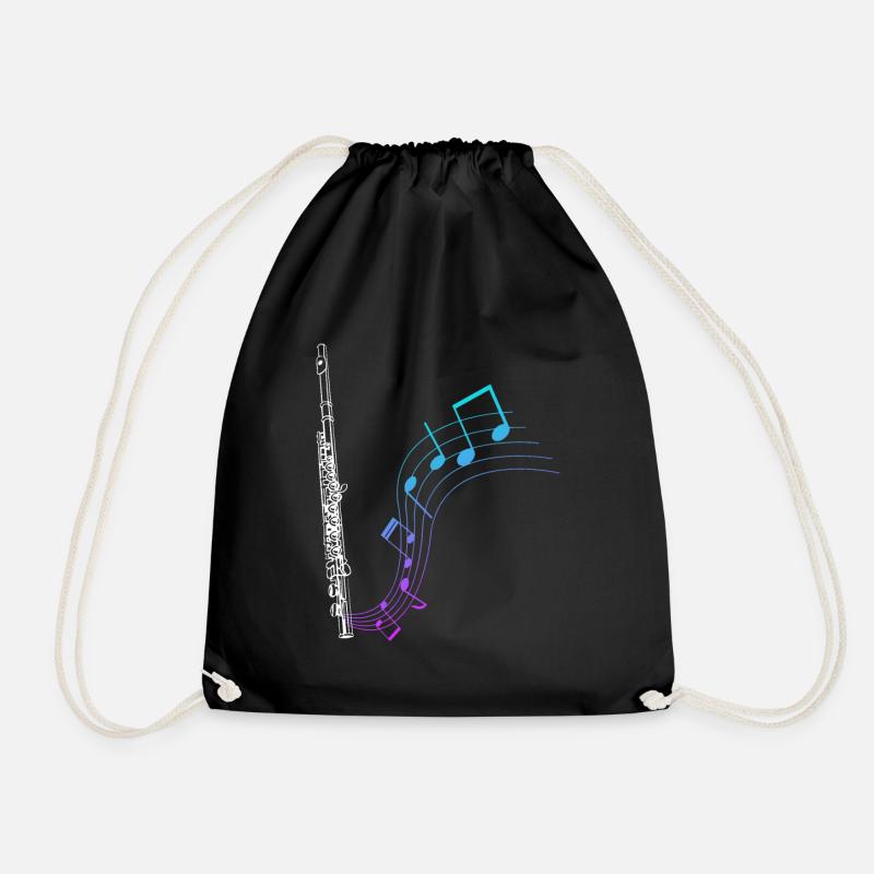 Querflöte Geschenk Musik Noten - Turnbeutel - Schwarz