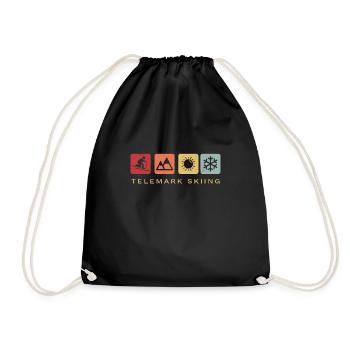 Telemark Ski Tours Free Heel Touring Skis Retro Ski - Drawstring Bag - black - Front