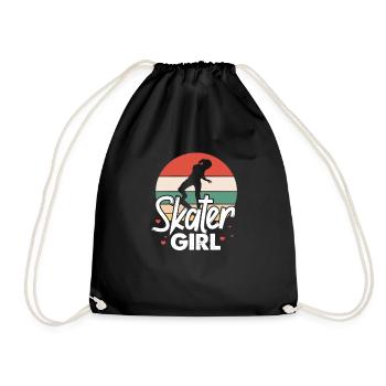 Skater Girl Skateboard Skate Skater Gift - Drawstring Bag - black - Front