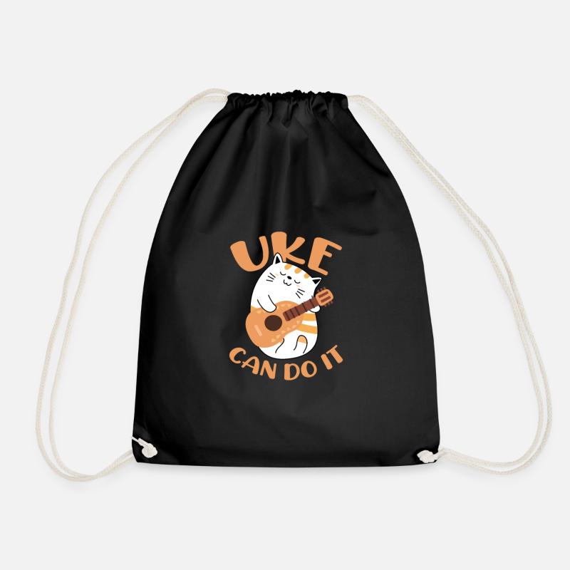 Ukulele Katze Hawaii Gitarre Uke Katzen Geschenk - Turnbeutel - Schwarz