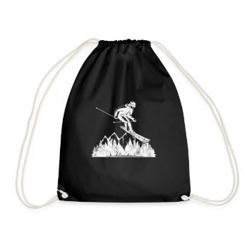 Ski Skifahren Schnee Winter Skiurlaub Geschenk - Turnbeutel - Schwarz - Vorne