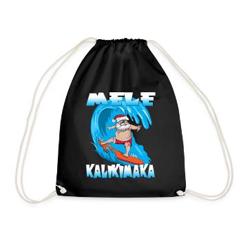 Mele Kalikimaka Christmas in Hawaii Santa Claus - Drawstring Bag - black - Front