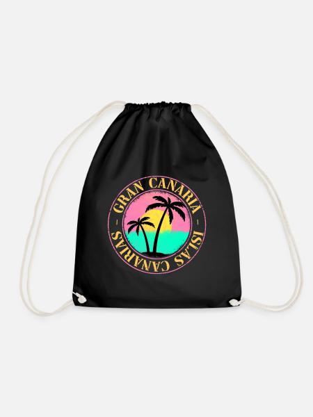 Gran Canaria Sommer Sonne Strand Meer Palmen - Turnbeutel - Schwarz