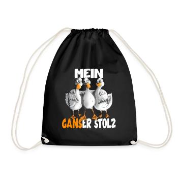 Mein Gans er Stolz Gänse Gänsezucht Landwirtschaft - Turnbeutel - Schwarz - Vorne