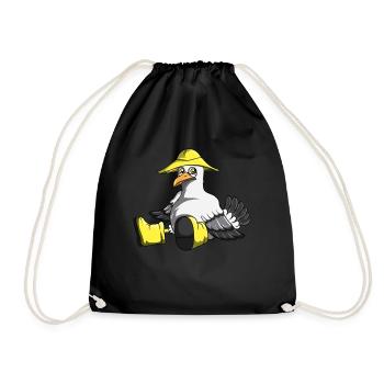 Seagull Gift Coastal Holiday Sea Lake Ocean Fans - Drawstring Bag - black - Front