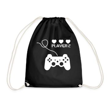 Video Gamer Couple Player 1 Player 2 Matching - Turnbeutel - Schwarz - Vorne