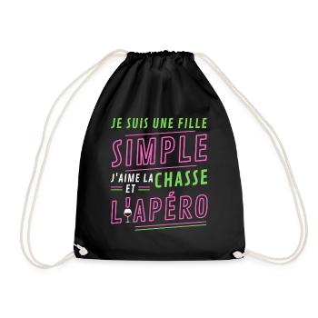 Je suis une fille simple chasse apéro - Sac de sport léger - noir - Devant