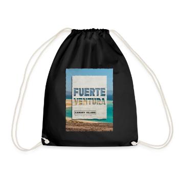 Fuerteventura Sommer Sonne Strand Meer Palmen - Turnbeutel - Schwarz - Vorne