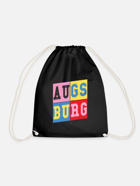 Augsburg Deutschland Stadt Schrift Retro Heimat - Turnbeutel - Schwarz
