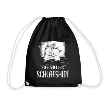 Hase Kaninchen Pyjama Offizielles Schlafshirt - Turnbeutel - Schwarz - Vorne
