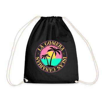 La Gomera Summer Sun Beach Sea Palm Trees - Drawstring Bag - black - Front
