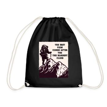 Mountain Mountains Mountaineering Hiking Climbing Nature - Drawstring Bag - black - Front