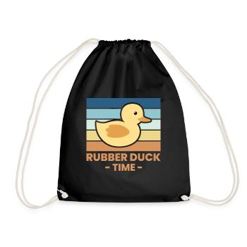 Rubber Duck Time Gummiente Geschenk - Turnbeutel - Schwarz - Vorne