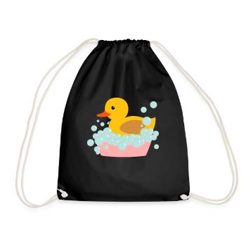 Bathing Duck Gift Yellow Rubber Duck - Drawstring Bag - black - Front