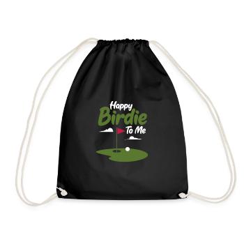 Golf Birthday Golf Club Golf Ball Gift - Drawstring Bag - black - Front
