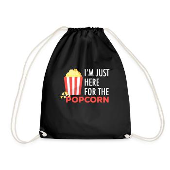 I Am Just Here For The Popcorn Cinema Gift - Drawstring Bag - black - Front