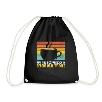 I like coffee gift ideas coffee lovers - Drawstring Bag - black - Front