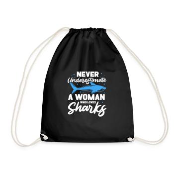 Shark Woman - Drawstring Bag - black - Front