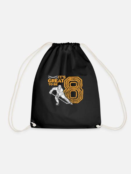 Eishockey 8. Geburtstag 8 Jahre Hockey Geschenk - Turnbeutel - Schwarz