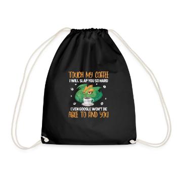 Drache Kaffee Drachen Koffein Dragon Geschenk - Turnbeutel - Schwarz - Vorne