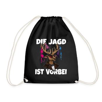 Hirschgeweihshirt mit Damenunterwäsche zum JGA - Turnbeutel - Schwarz - Vorne
