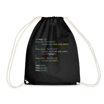 Baby Eat Poop Sleep Coding Onesie - Drawstring Bag - black - Front