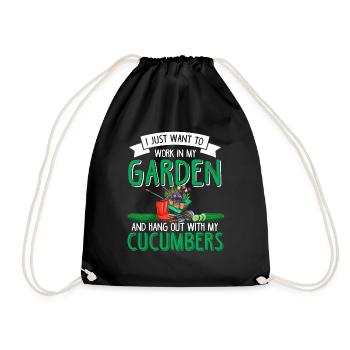 Garden Gardening Vegetables Vegan Cucumber Cucumber - Drawstring Bag - black - Front