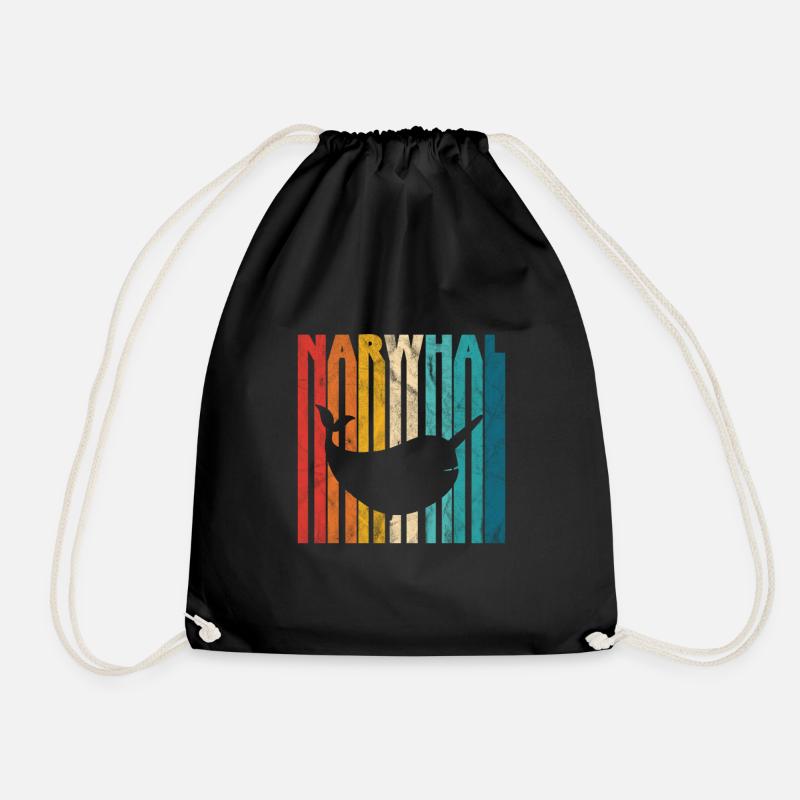 Narwhal - Drawstring Bag - black