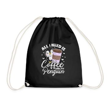 Penguin Coffee - Drawstring Bag - black - Front