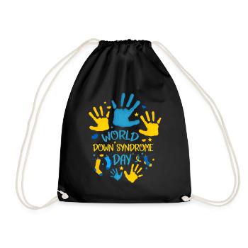 World Down Syndrome Day Hand Print Women - Drawstring Bag - black - Front